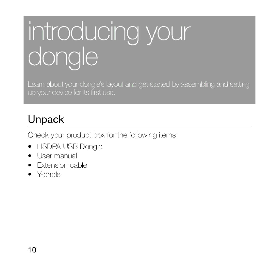 Samsung SGH-Z810 user manual Introducing your dongle, Unpack 