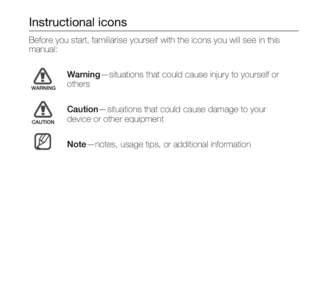 Samsung SGH-Z810 user manual Instructional icons 