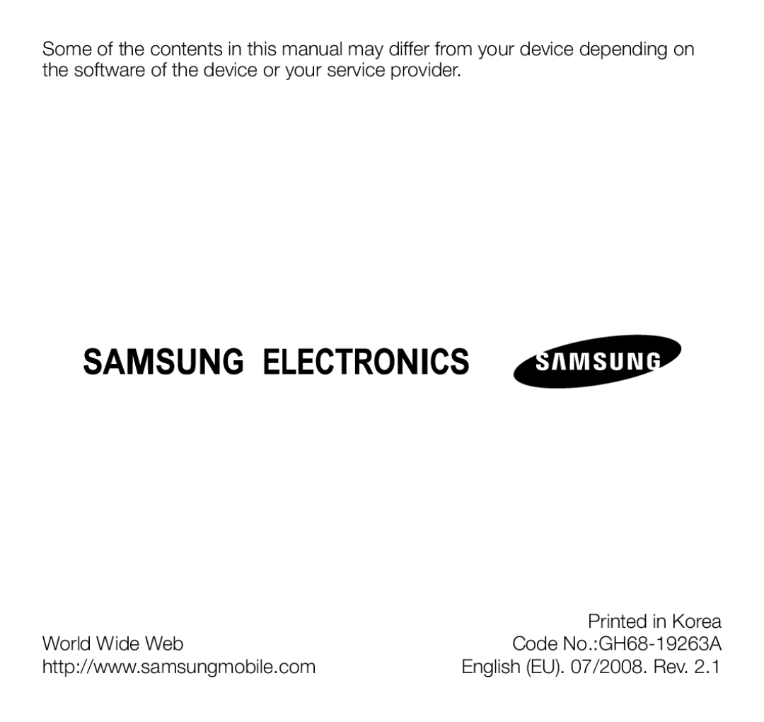 Samsung SGH-Z810 user manual English EU /2008. Rev 