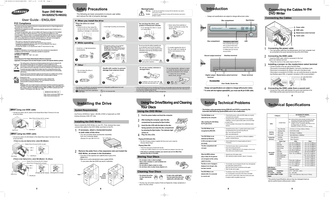 Samsung SH-S202G(TS-H652G) technical specifications Safety Precautions 