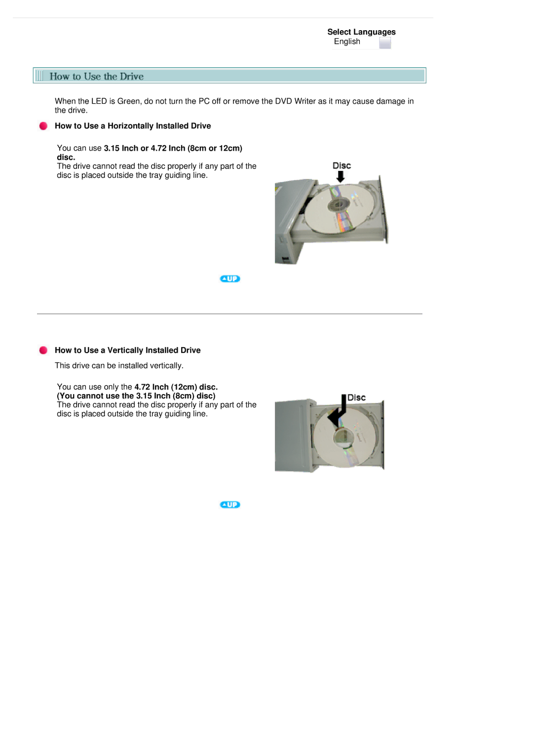 Samsung SH-S222L/BEBS user manual How to Use a Vertically Installed Drive 