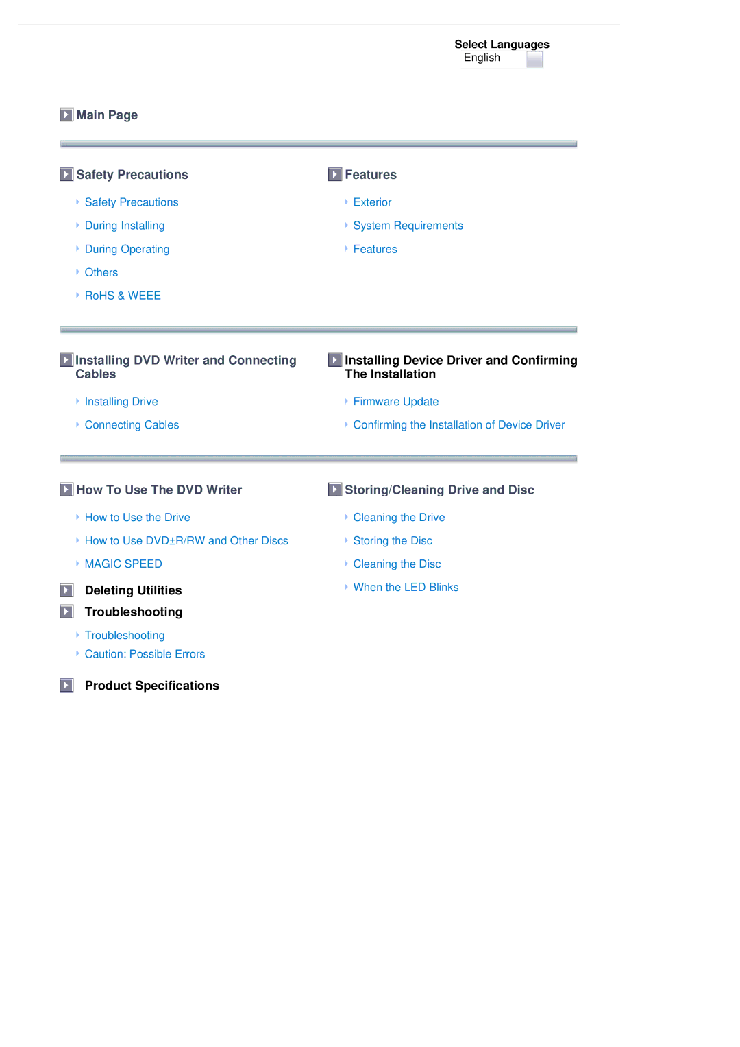 Samsung SH-S222L/BEBS user manual Installing DVD Writer and Connecting 