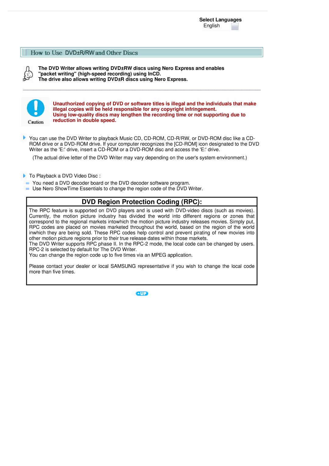 Samsung SH-S222L/BEBS user manual DVD Region Protection Coding RPC 