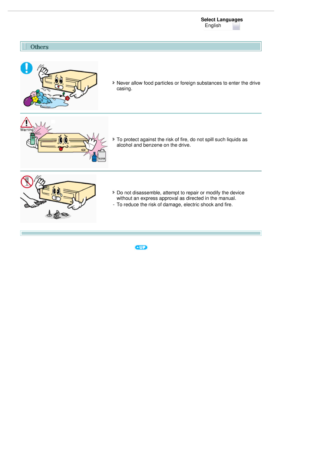 Samsung SH-S222L/BEBS user manual To reduce the risk of damage, electric shock and fire 