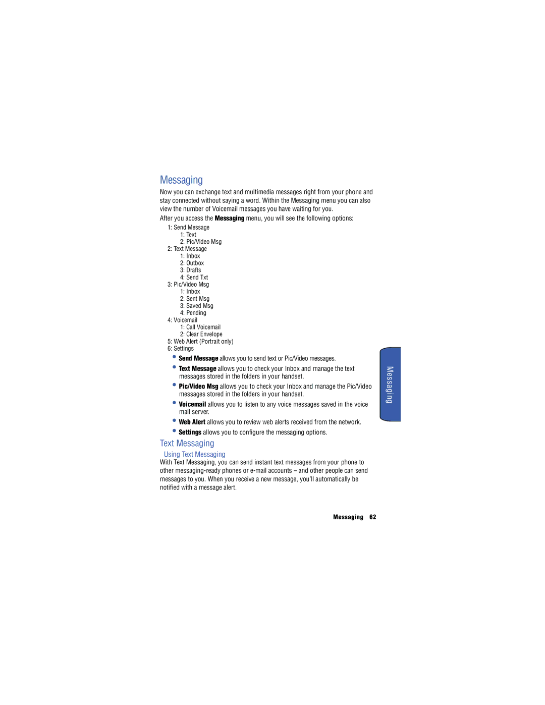 Samsung SH-u740 manual Using Text Messaging 