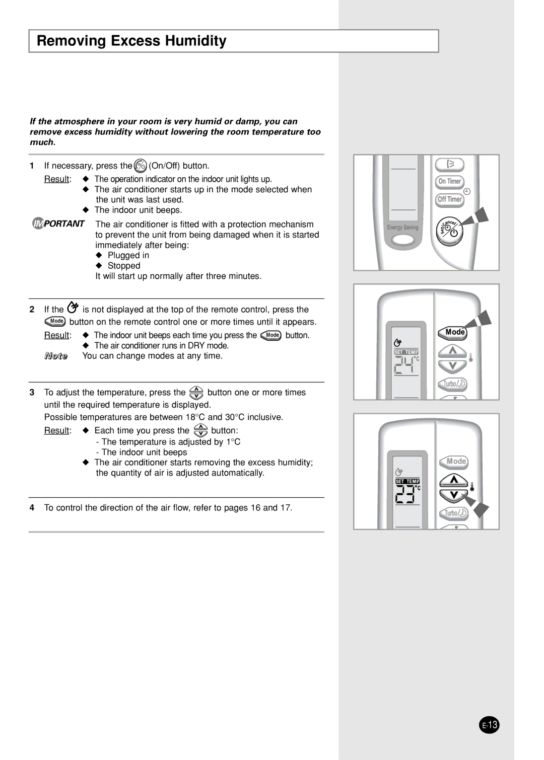 Samsung SH05ZZ8/SEK manual Removing Excess Humidity 