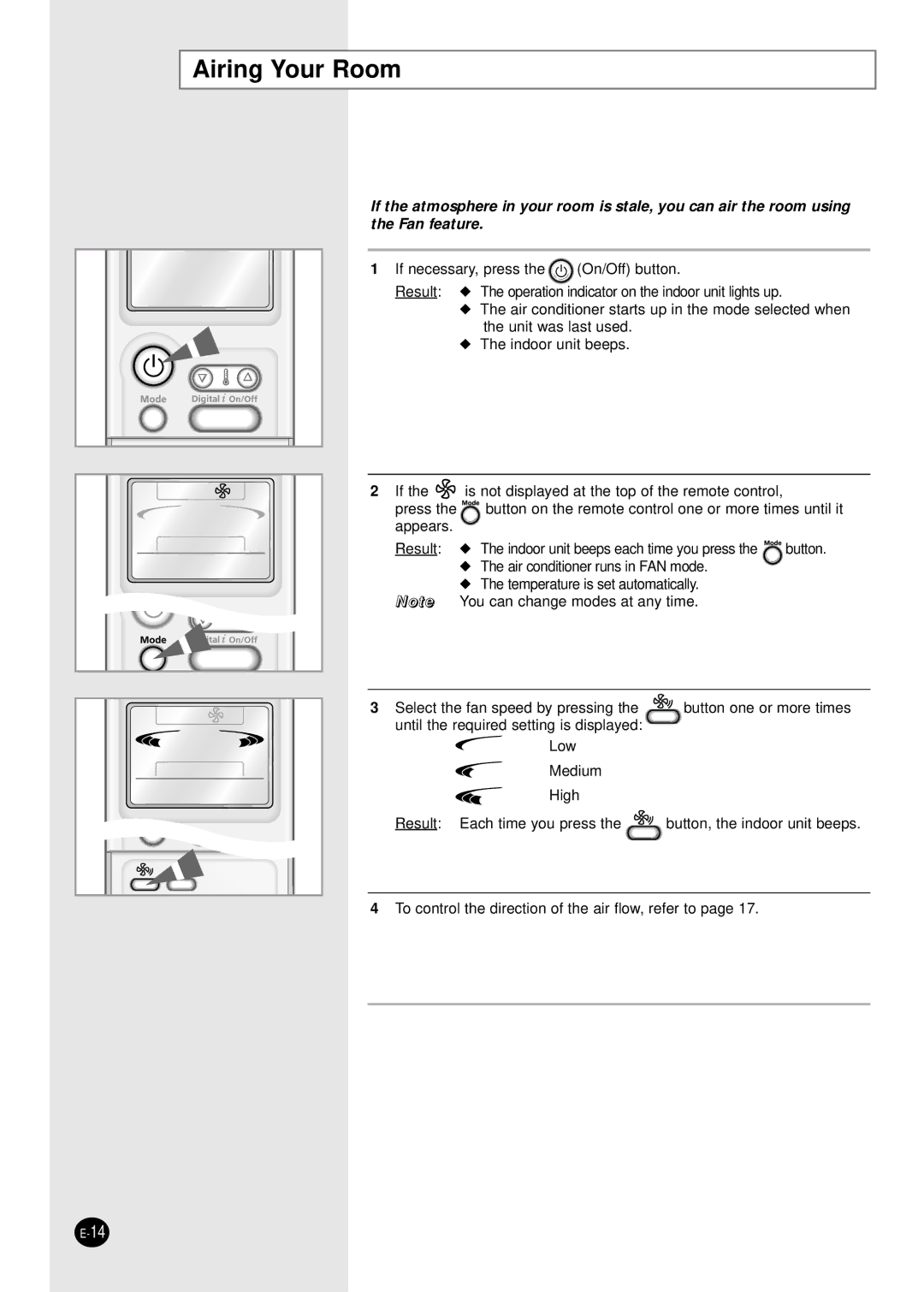 Samsung SH09APGG, SH07APGG, SH07APGAG manual Airing Your Room 