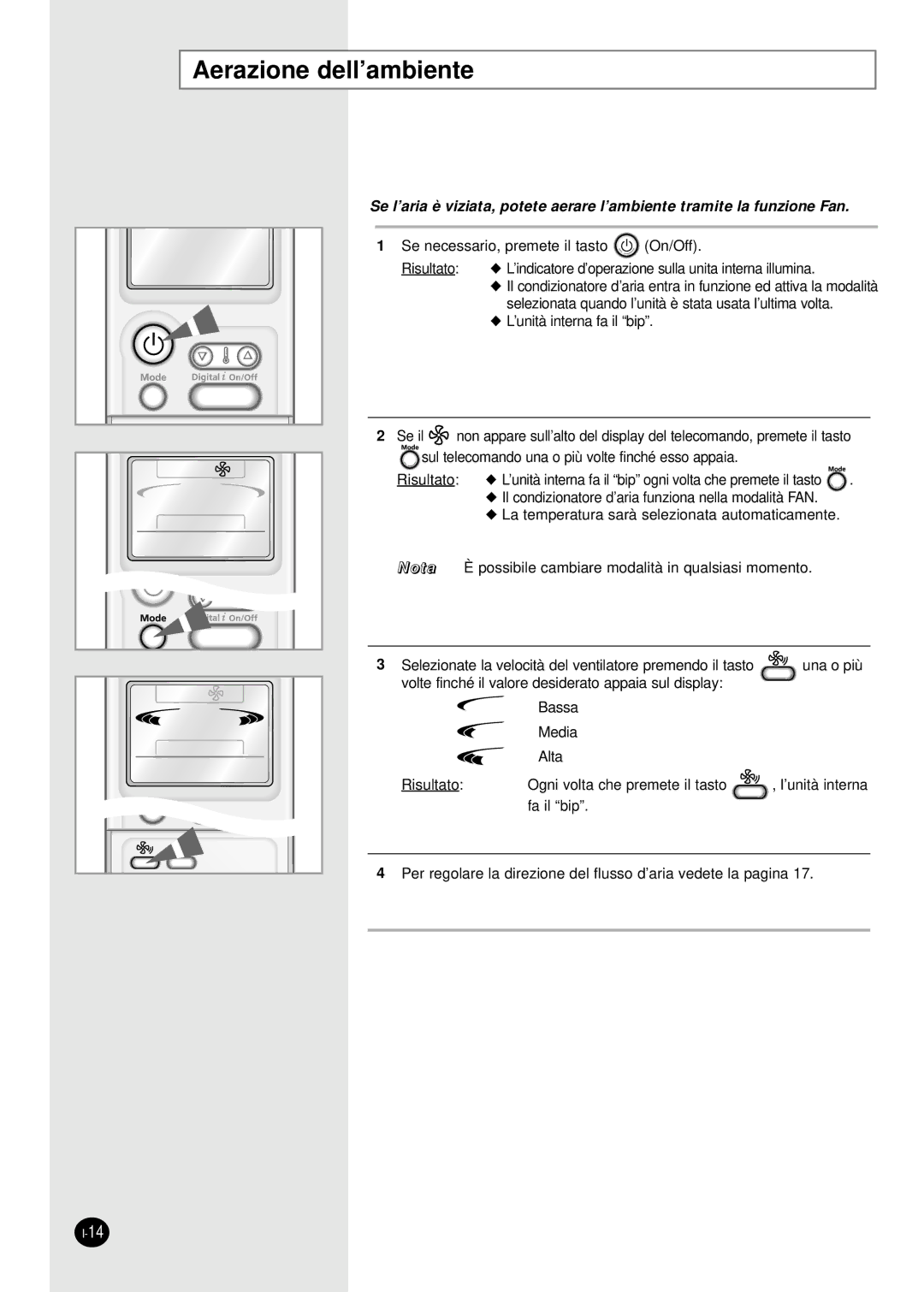 Samsung SH18AP0X, SH12APGX, SH09APGXG, SH24AP6X, SH24AP6G, SH07APGX manual Aerazione dell’ambiente 