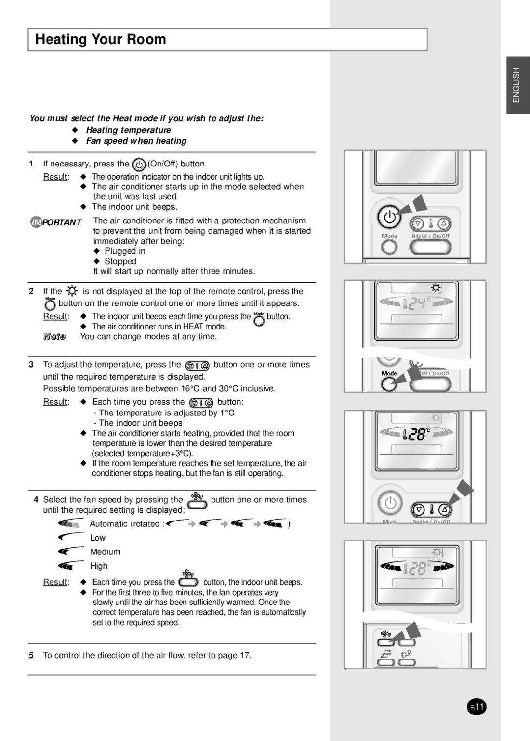 Samsung SH07APG manuel dutilisation Heating Your Room 