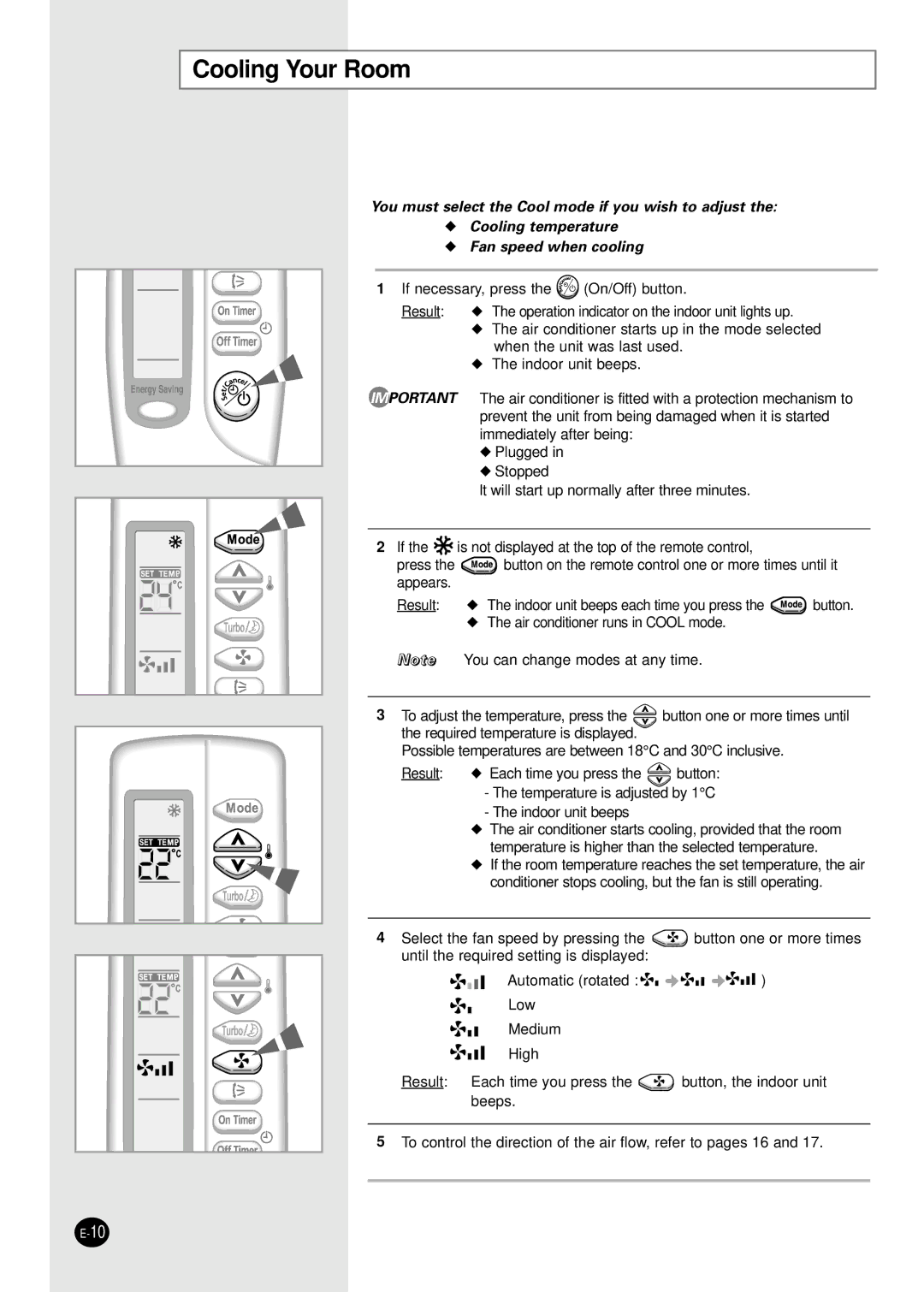 Samsung SH07AWHX manual Cooling Your Room 