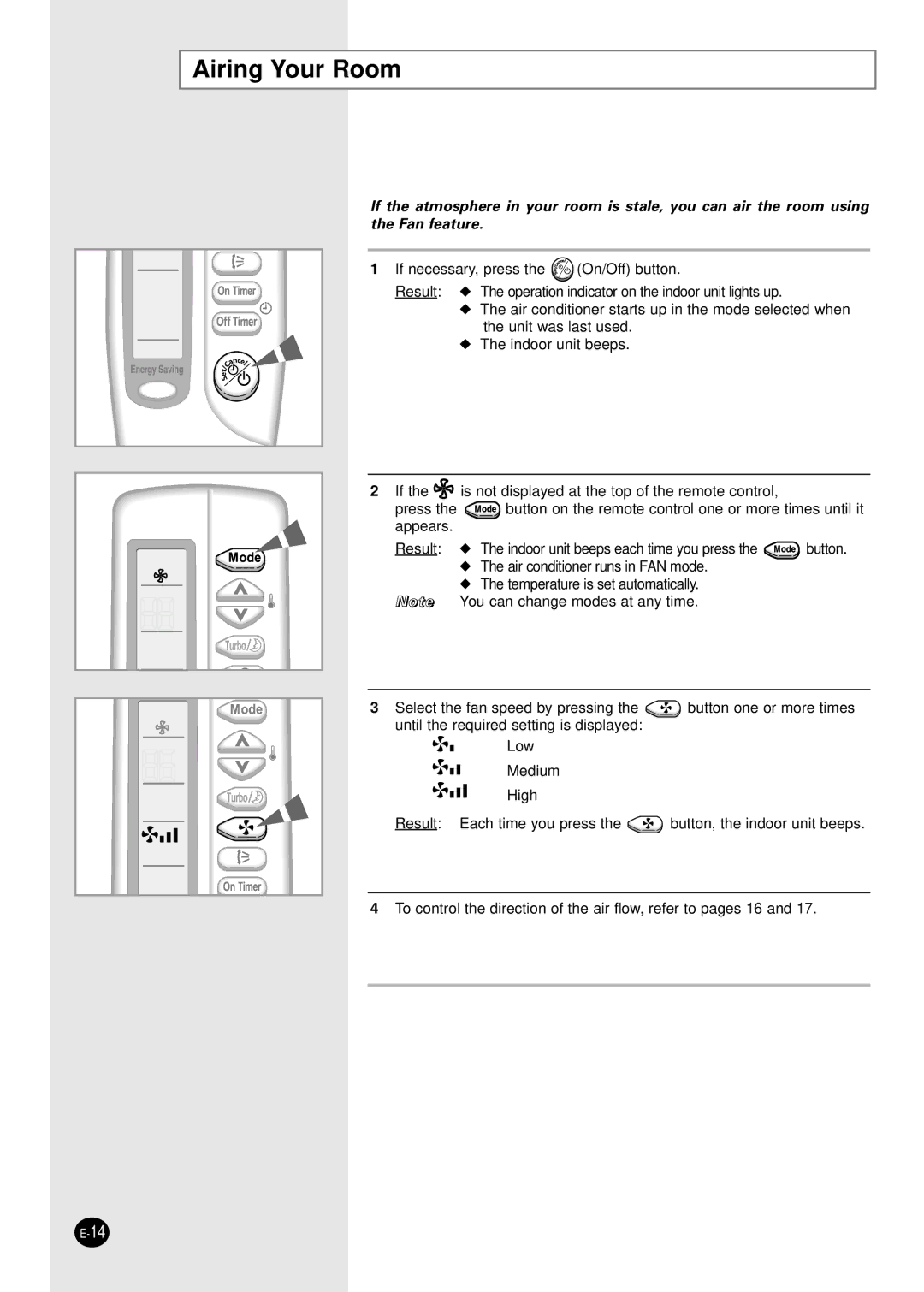 Samsung SH07AWHX manual Airing Your Room 