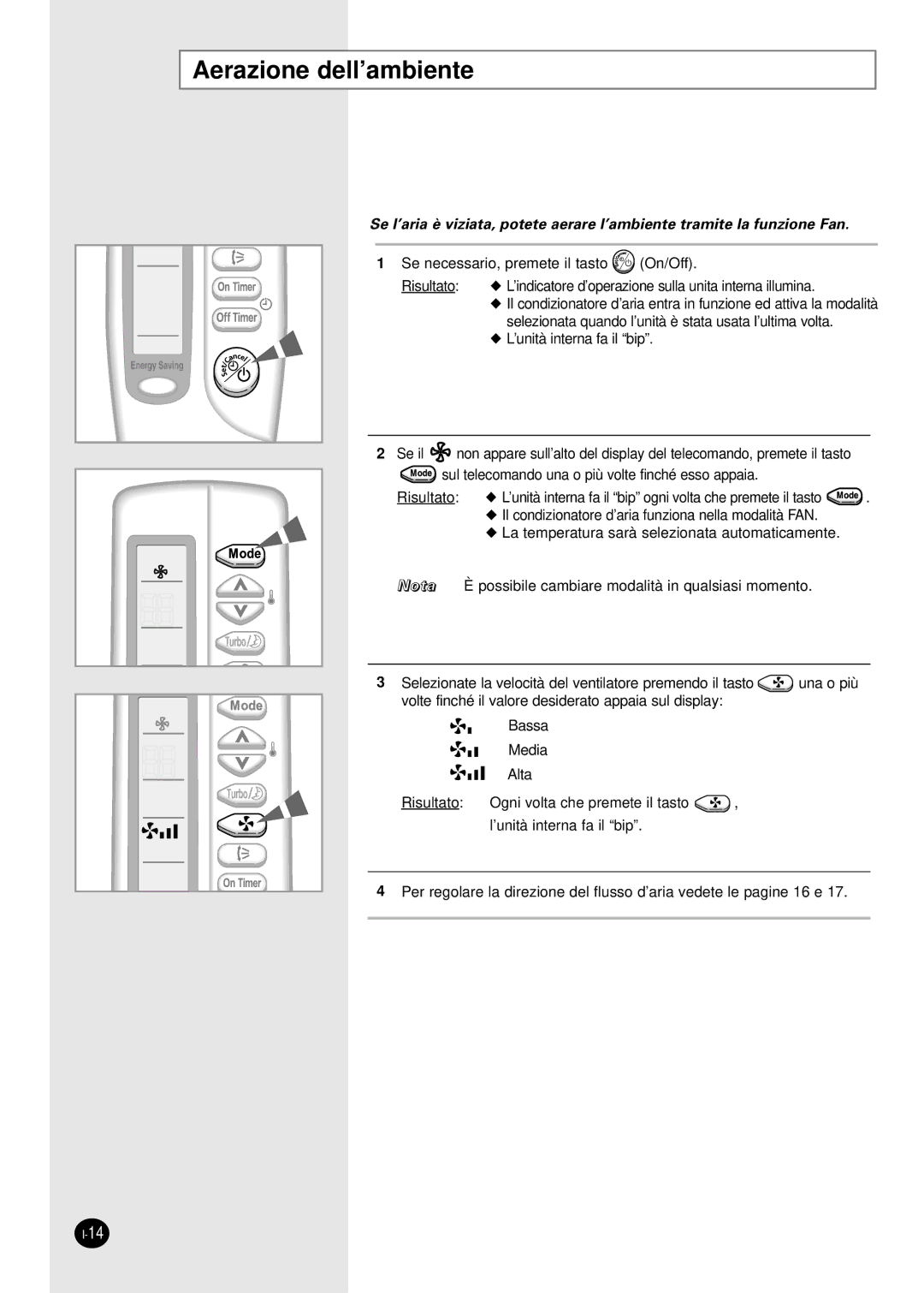 Samsung SH07AWHX manual Aerazione dell’ambiente 