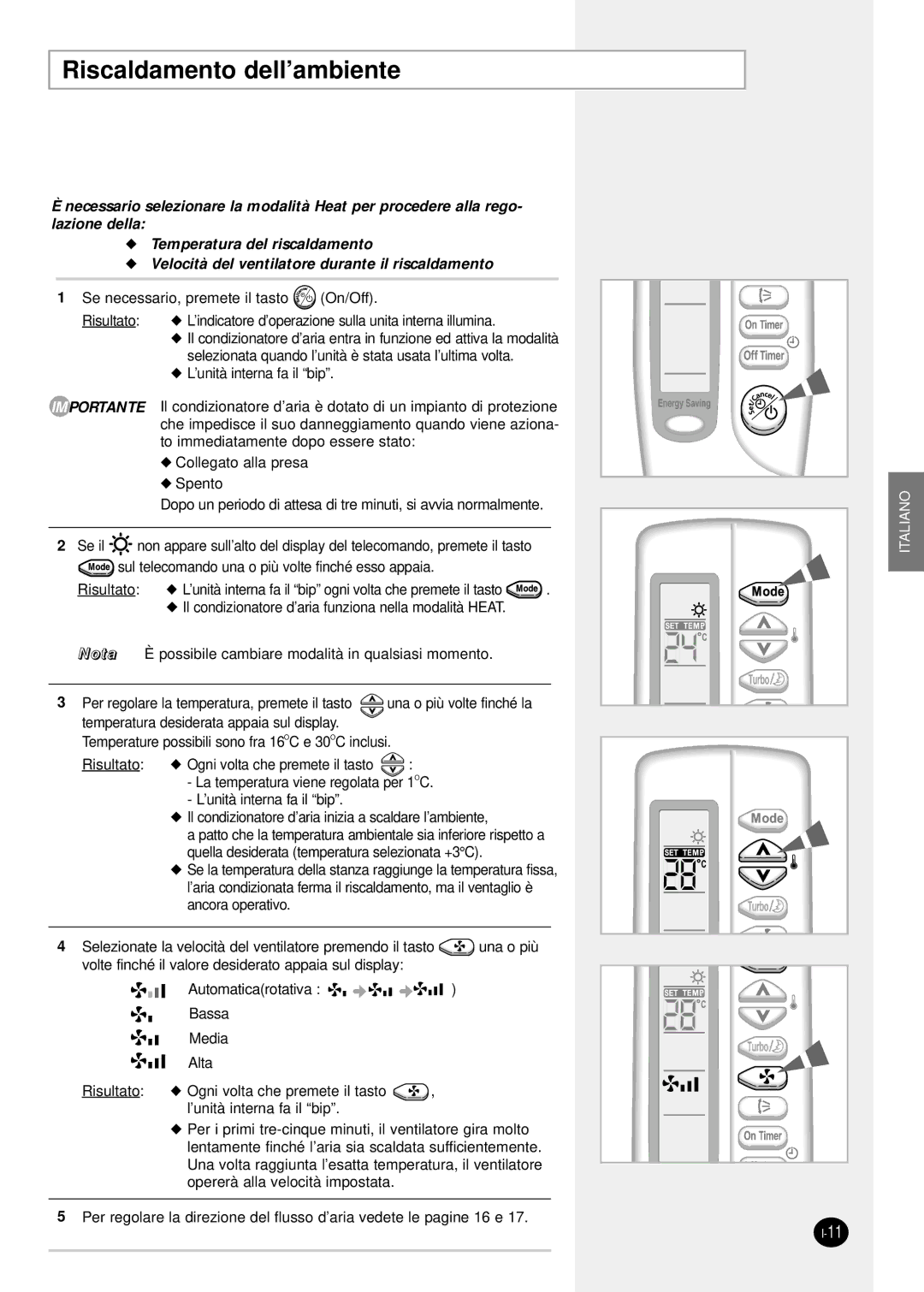 Samsung SH12ZSGX, SH07ZS8X, SH09ZS8X manual Riscaldamento dell’ambiente 