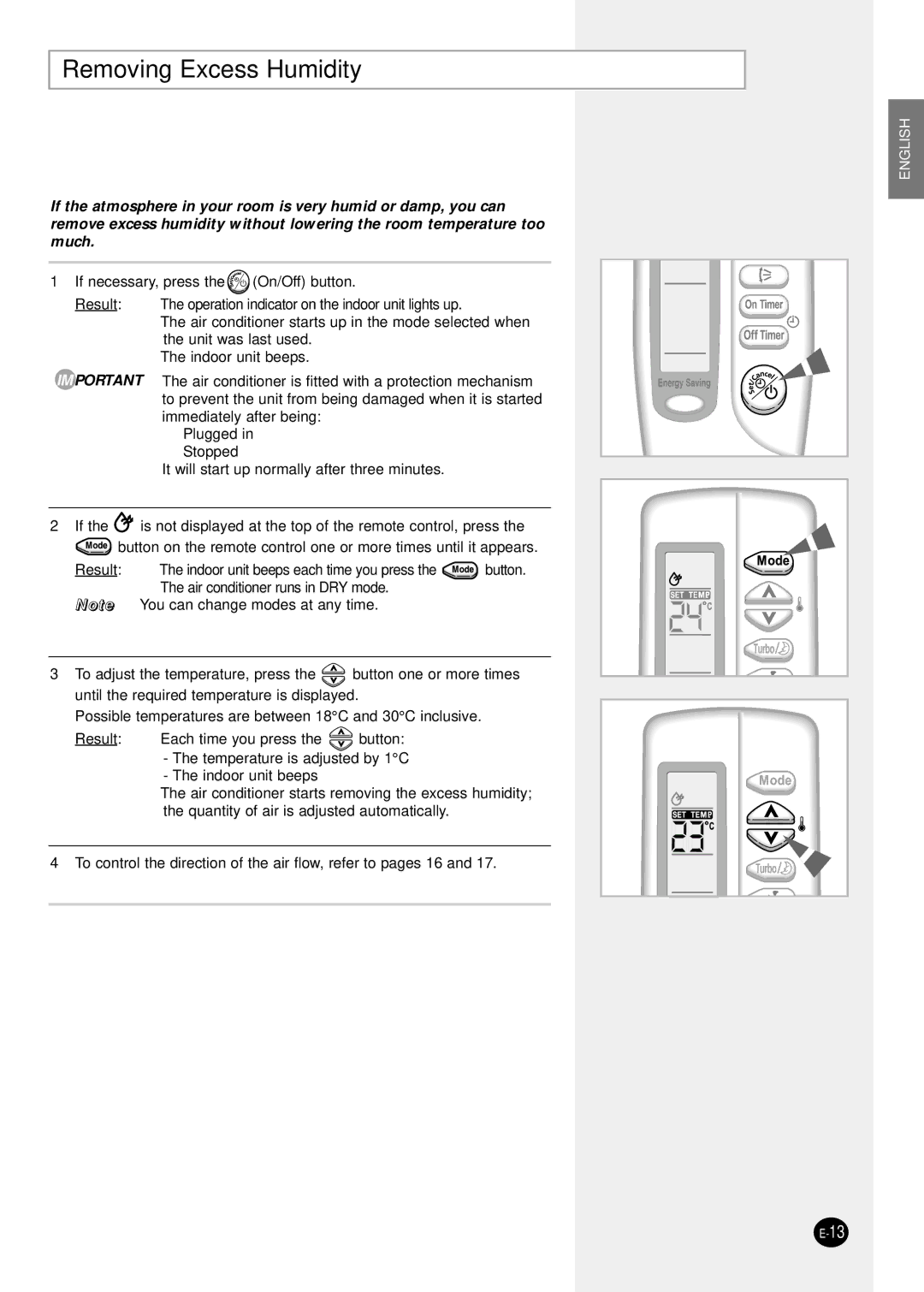 Samsung SH07ZS8X, SH09ZS8X, SH12ZSGX manual Removing Excess Humidity 