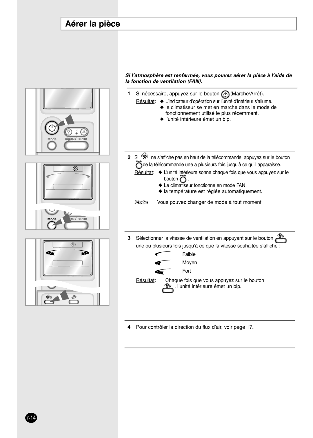 Samsung SH09AI8VX, SH09AI8RX manual Aérer la pièce 