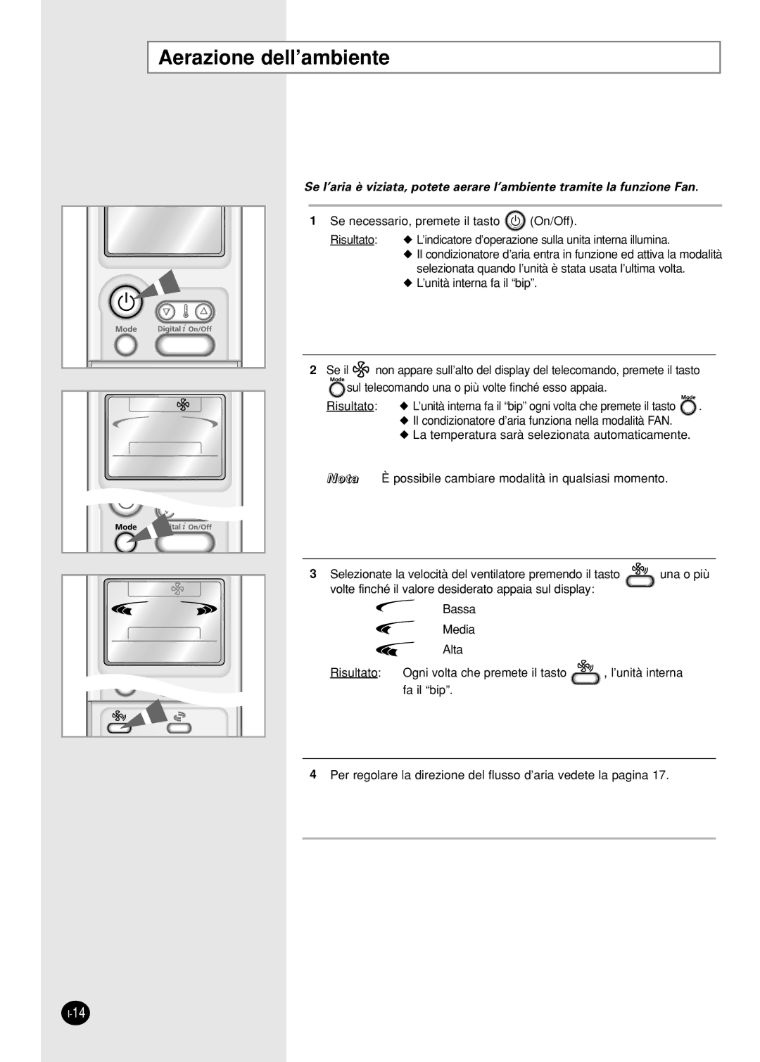 Samsung SH09AI8VX, SH09AI8RX manual Aerazione dell’ambiente 