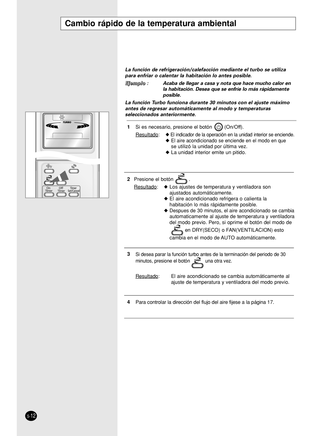 Samsung SH09AI8VX, SH09AI8RX manual Cambio rápido de la temperatura ambiental 