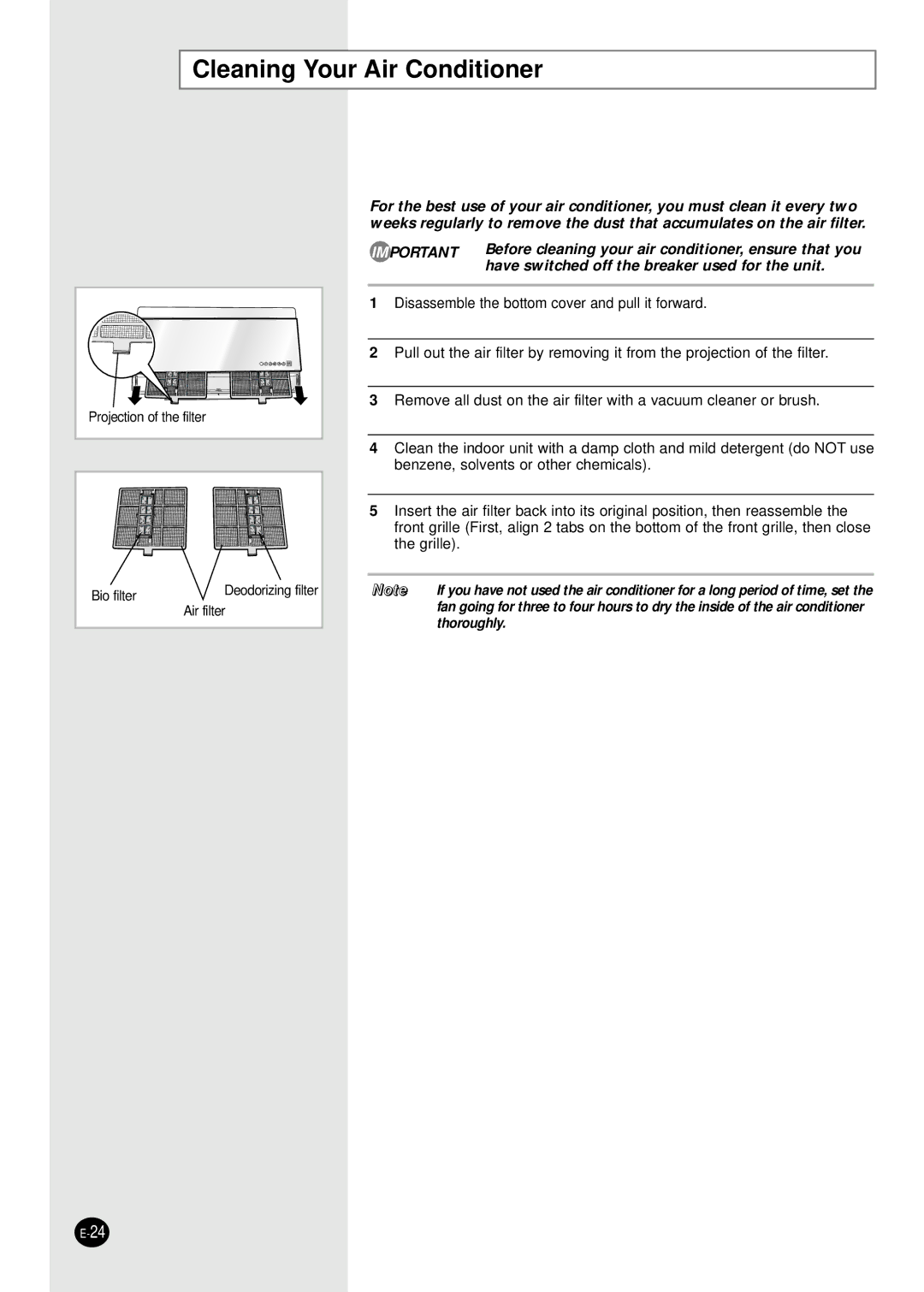 Samsung SH09AI8RD/SER, SH09AI8VD/SER manual Cleaning Your Air Conditioner 