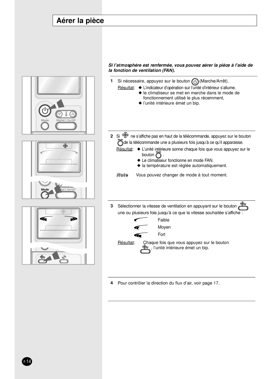 Samsung SH09AI8VD manual Aérer la pièce 