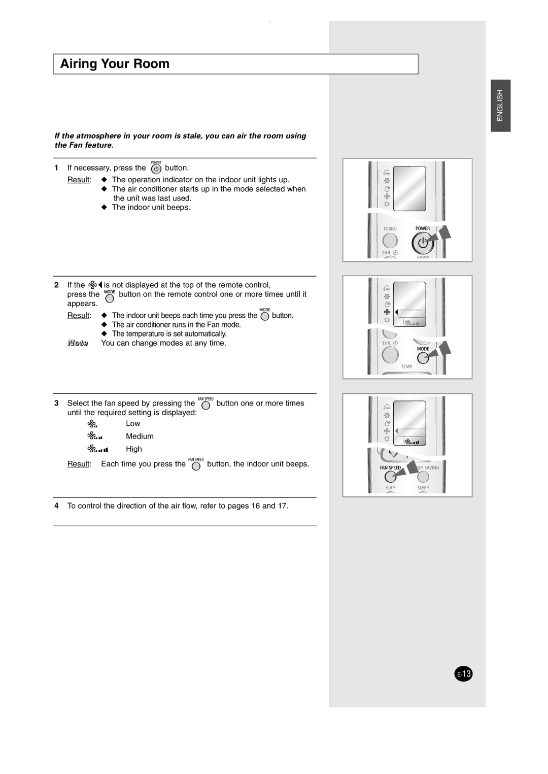 Samsung SH12AWHD, SH09AW8 manual Airing Your Room 