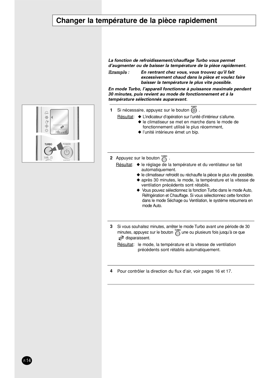 Samsung SH09AW8, SH09AWHX, SH09AWHD, SH12AWHX, SH12AWHD manual Changer la température de la pièce rapidement 