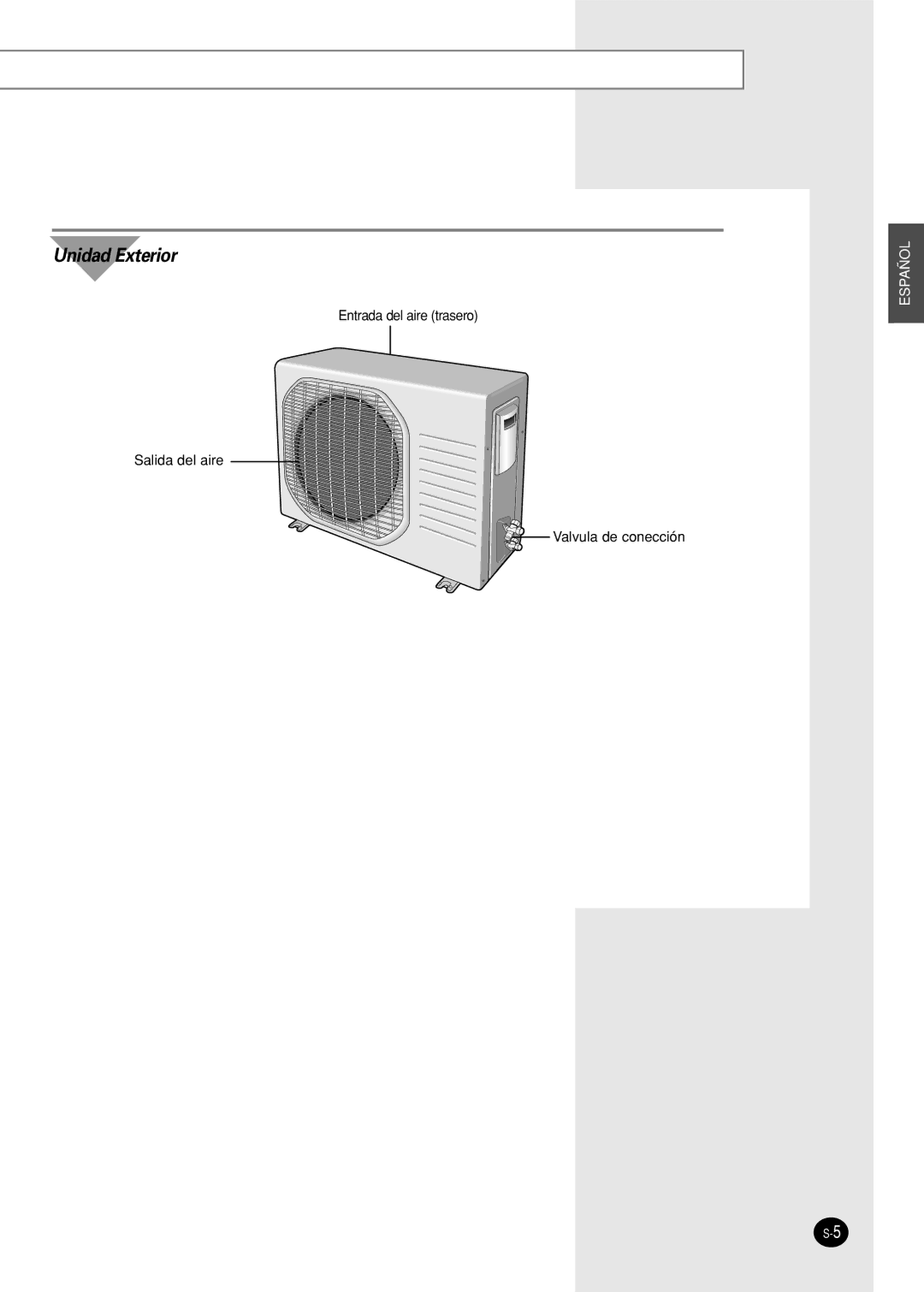 Samsung SH12AWHD, SH09AWHX, SH09AWHD, SH12AWHX manual Unidad Exterior 