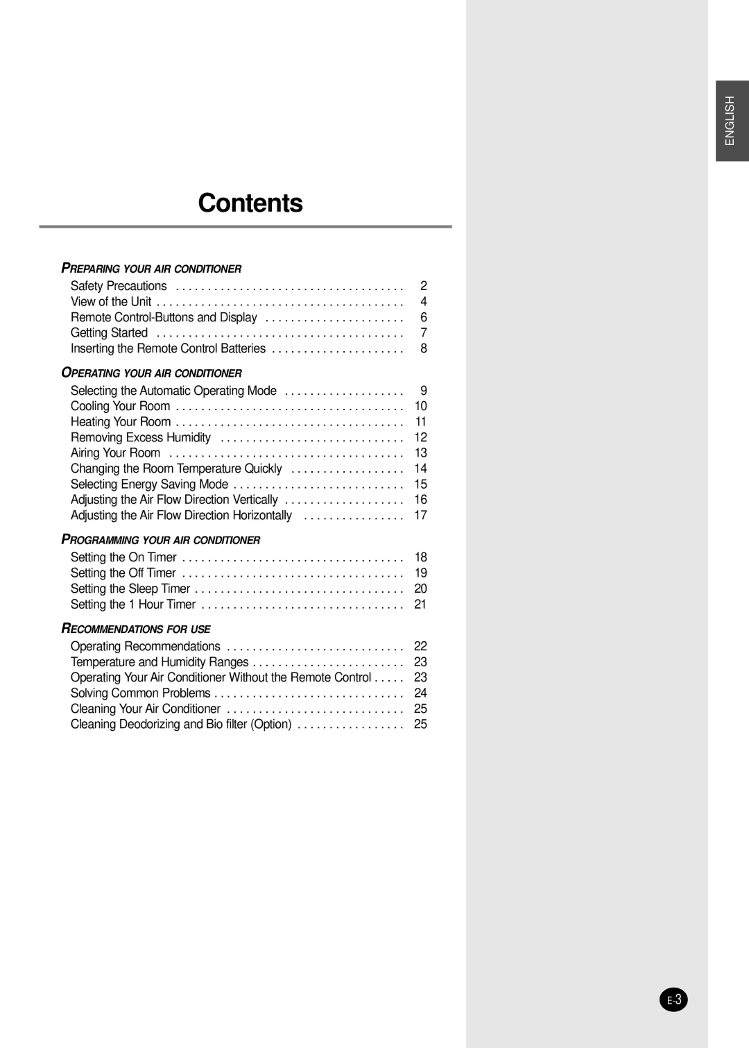 Samsung SH12BWHX, SH09BWHX manual Contents 