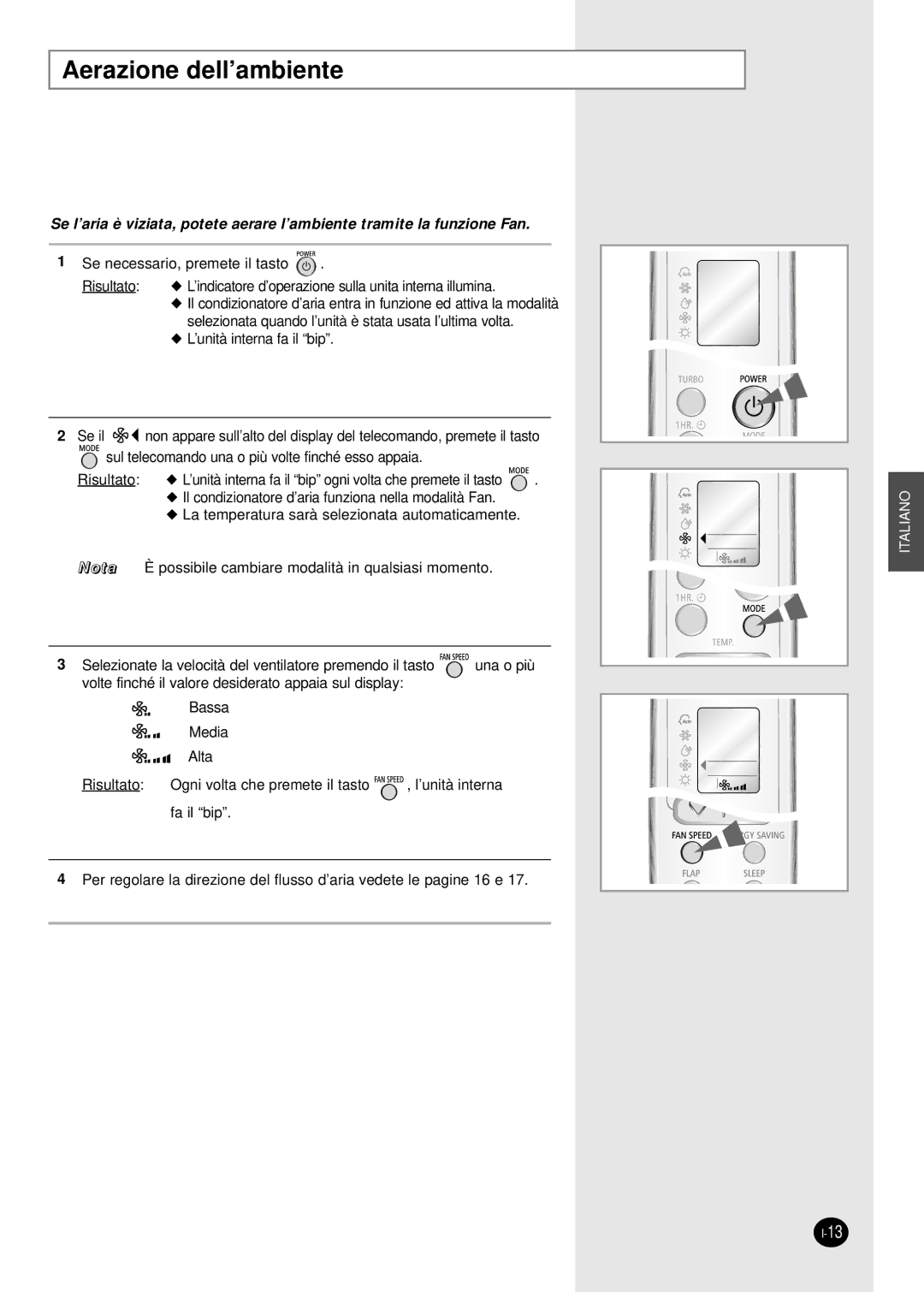 Samsung SH09BWHX, SH12BWHX manual Aerazione dell’ambiente 