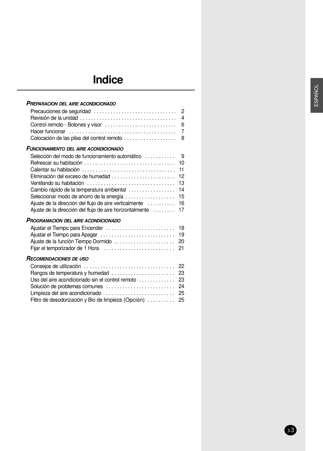 Samsung SH12BWHX, SH09BWHX manual Indice 