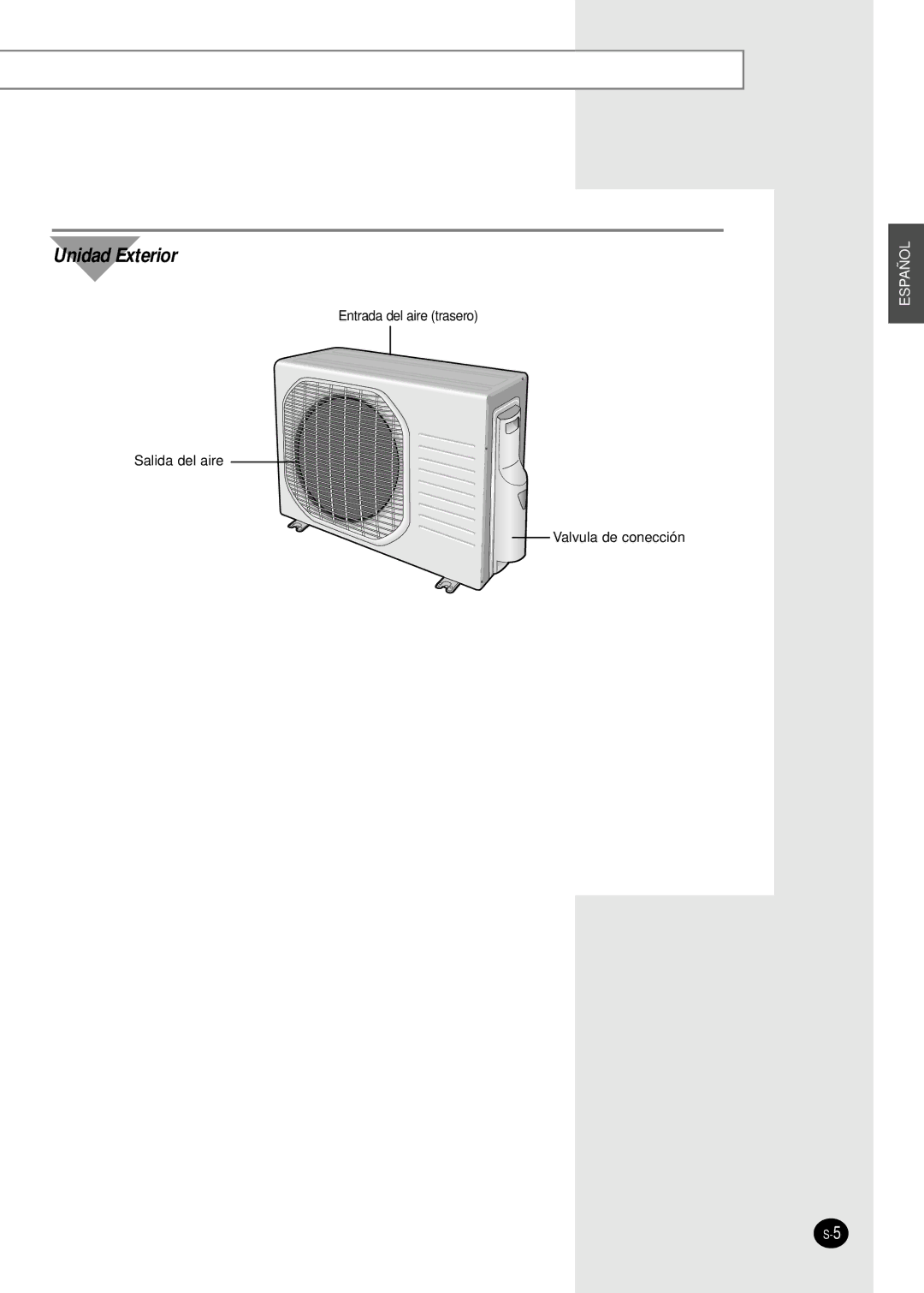 Samsung SH09BWHX, SH12BWHX manual Unidad Exterior 