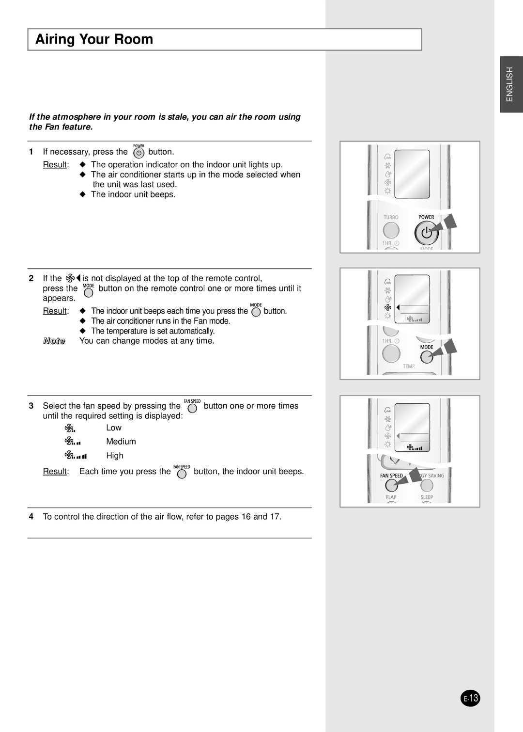 Samsung SH09BWHA manual Airing Your Room 