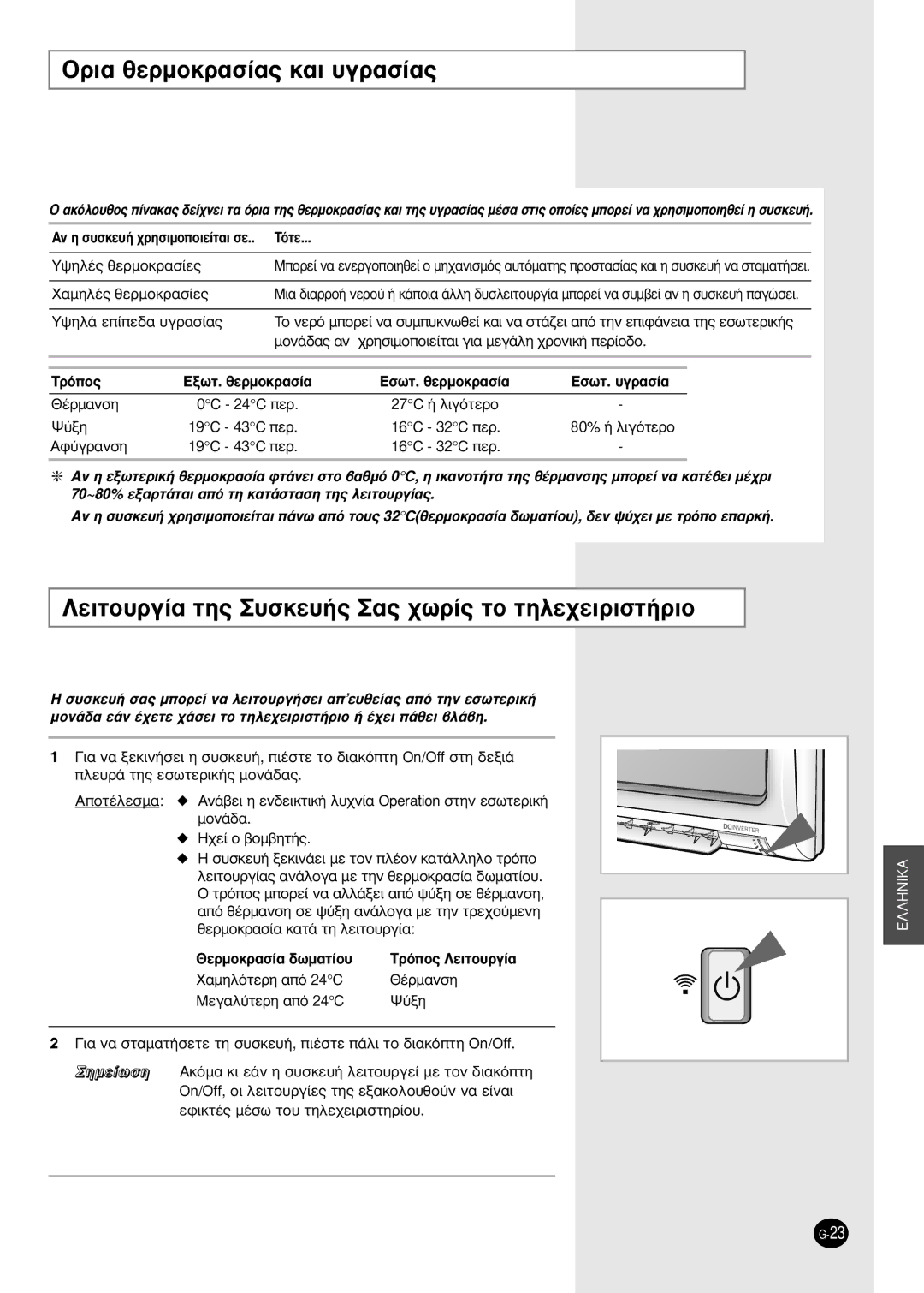 Samsung SH09BWHA OÚÈ· ıÂÚÌÔÎÚ·Û›·˜ Î·È ˘ÁÚ·Û›·˜, §Âèùô˘Úá›· Ùë˜ ˘Ûîâ˘‹˜ ·˜ ¯ˆú›˜ Ùô Ùëïâ¯Âèúèûù‹Úèô, £¤Úì·Óûë, Aê‡Áú·Óûë 