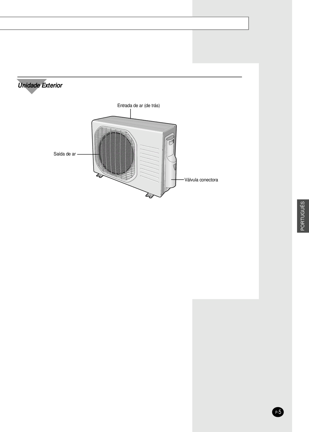 Samsung SH09BWHA manual Unidade Exterior 