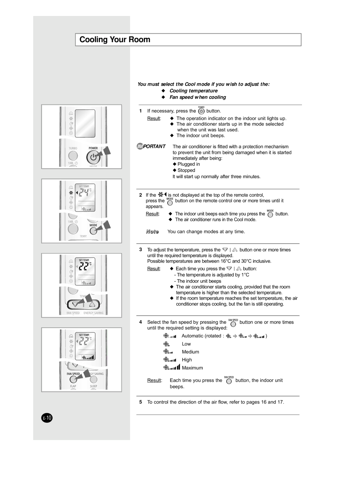 Samsung SH12AJHD, SH09AJ8 manual Cooling Your Room 