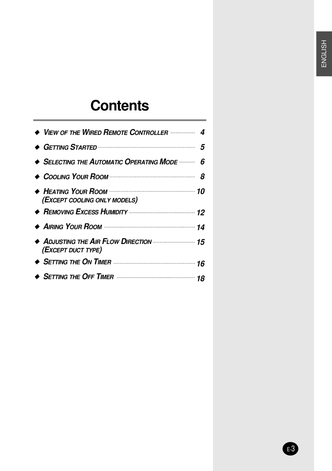 Samsung SH12BWH manual Contents 