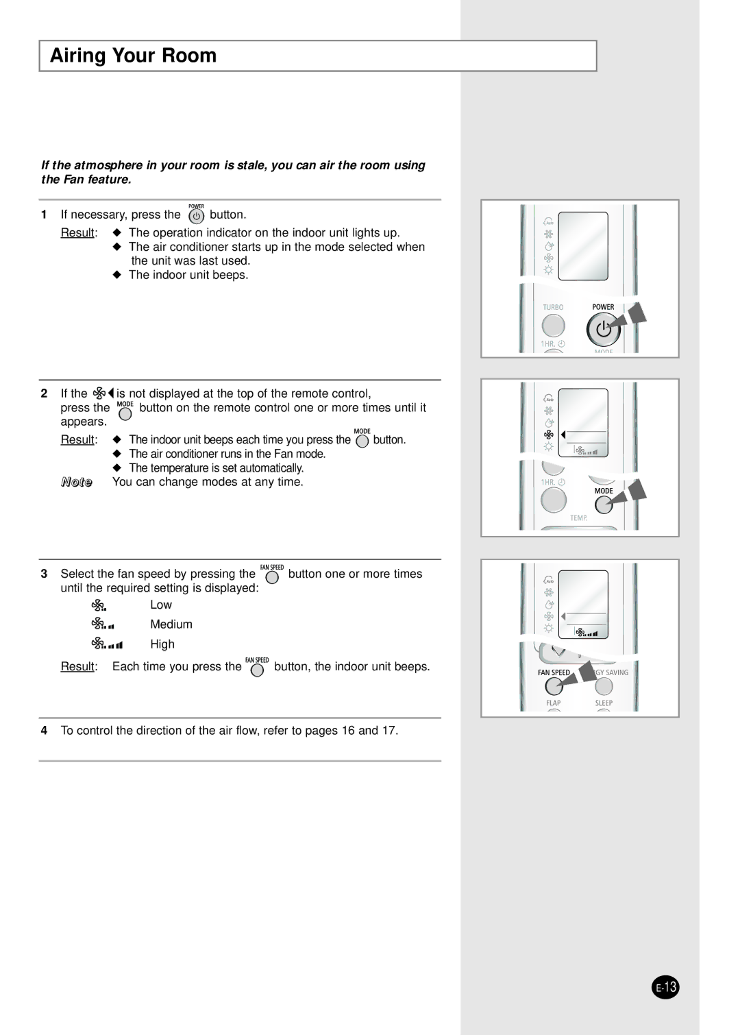 Samsung SH12BWH manual Airing Your Room 