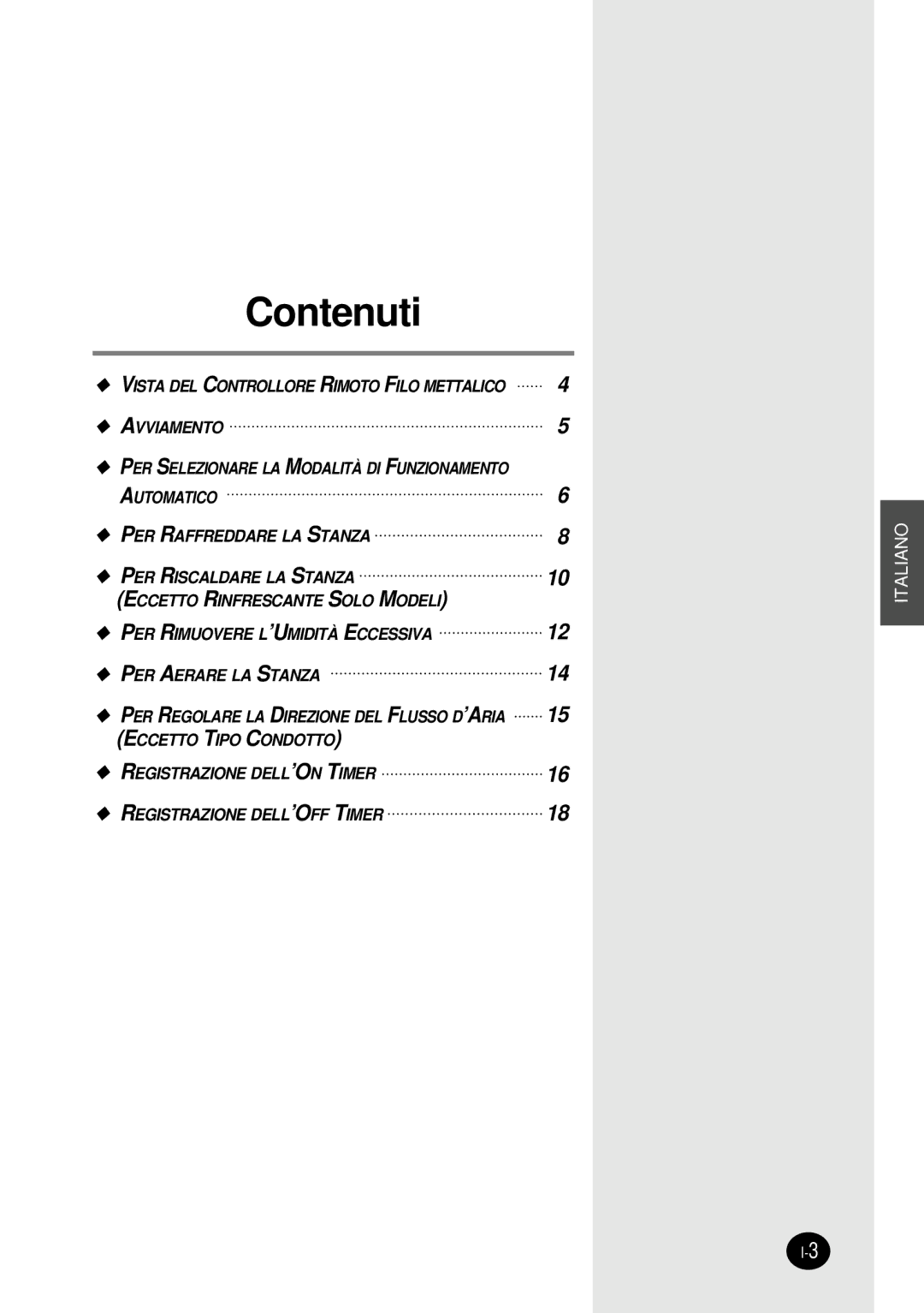 Samsung SH12BWH manual Contenuti 