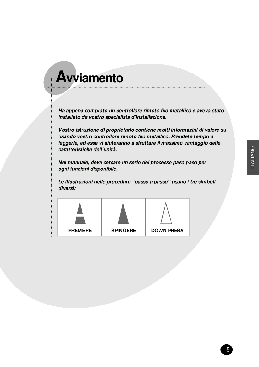 Samsung SH12BWH manual Avviamento 