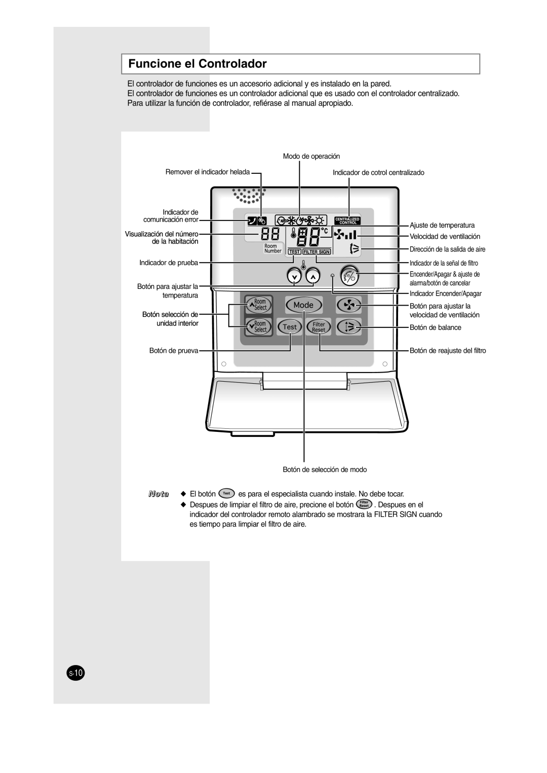 Samsung SH12BWH manual Funcione el Controlador 