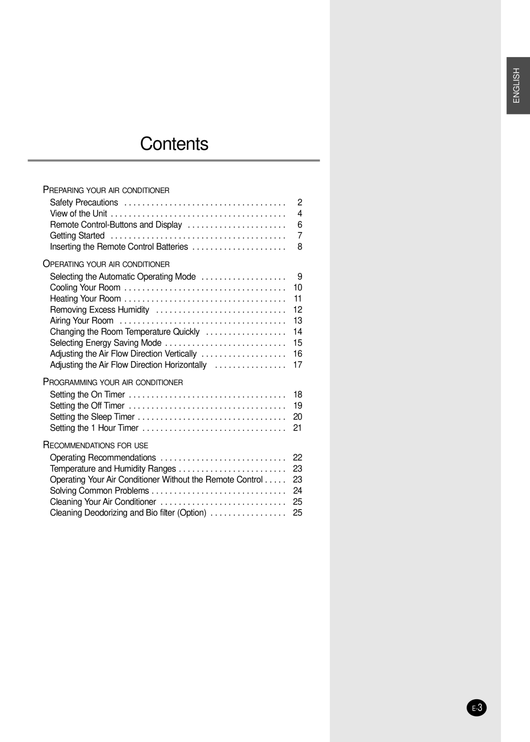 Samsung SH12BWHAX, SH09BWHAX manual Contents 