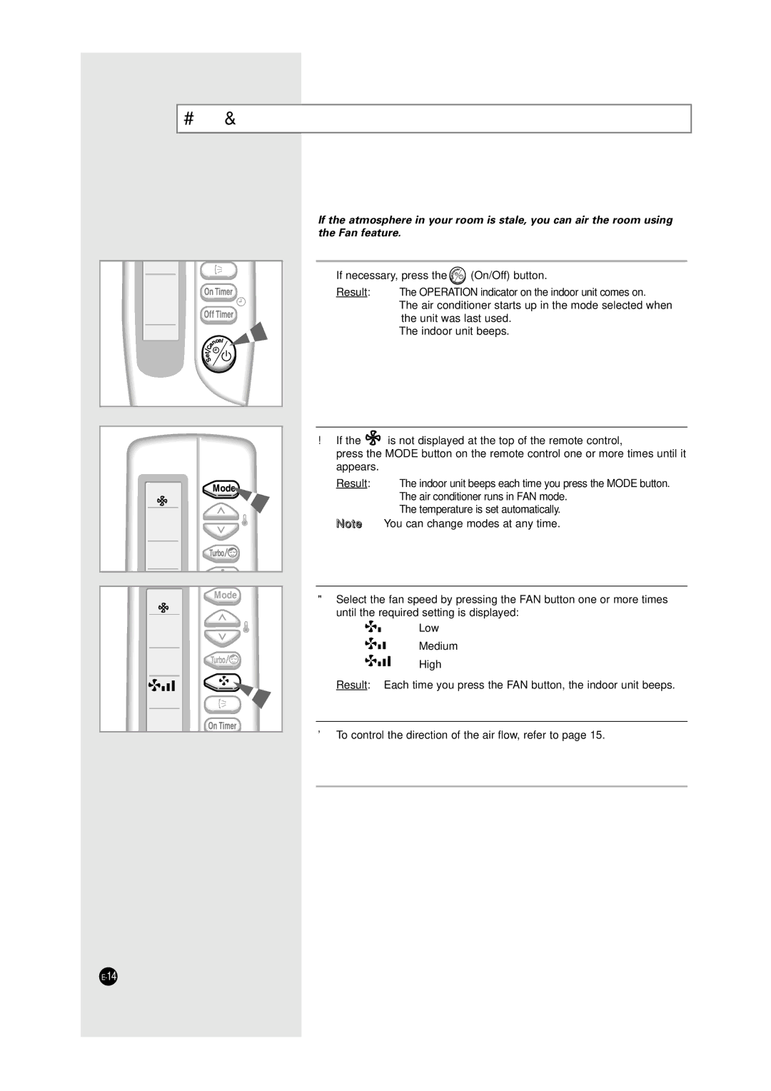 Samsung SH12UA1 manual Airing Your Room 