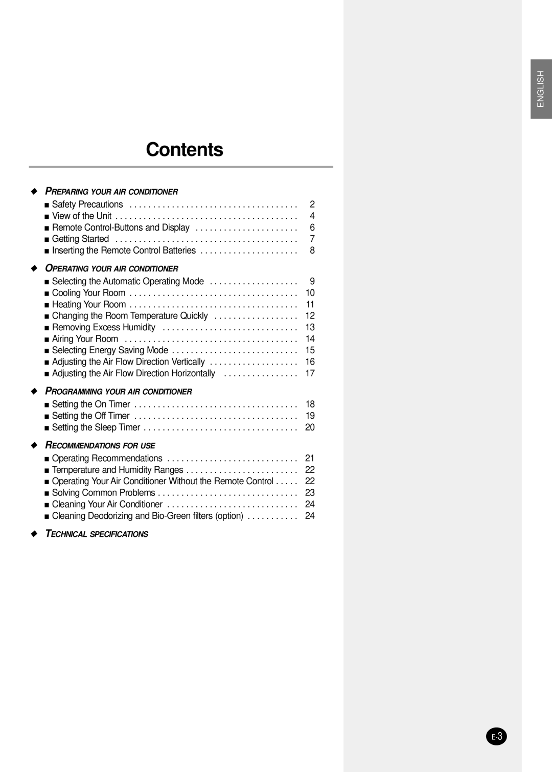 Samsung SH12ZSG/SER manual Contents 