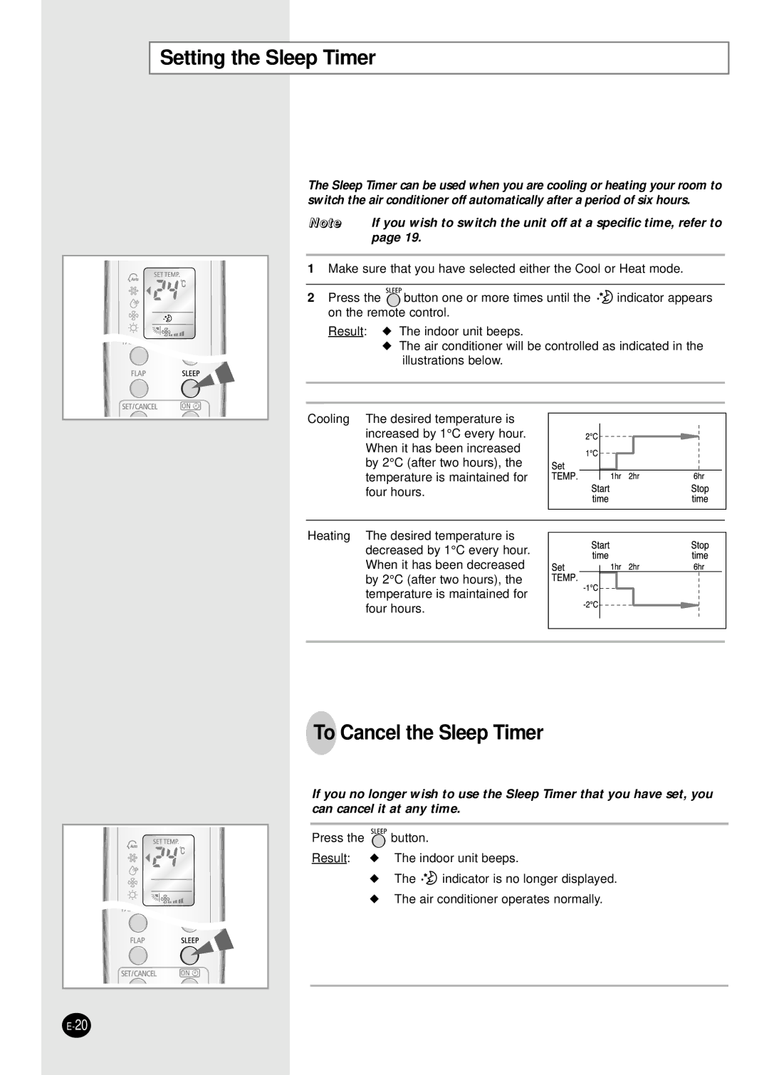 Samsung SH12ZWHD/XFO manual Setting the Sleep Timer, To Cancel the Sleep Timer 