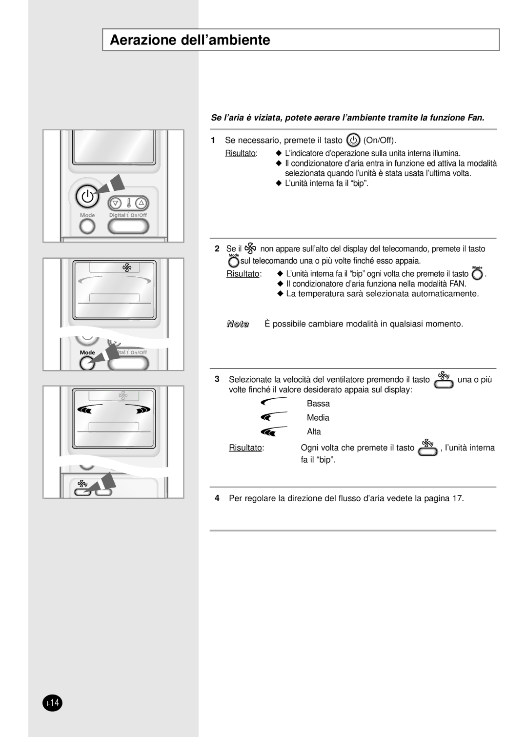 Samsung SH18AP0D, SH07APGD manual Aerazione dell’ambiente 