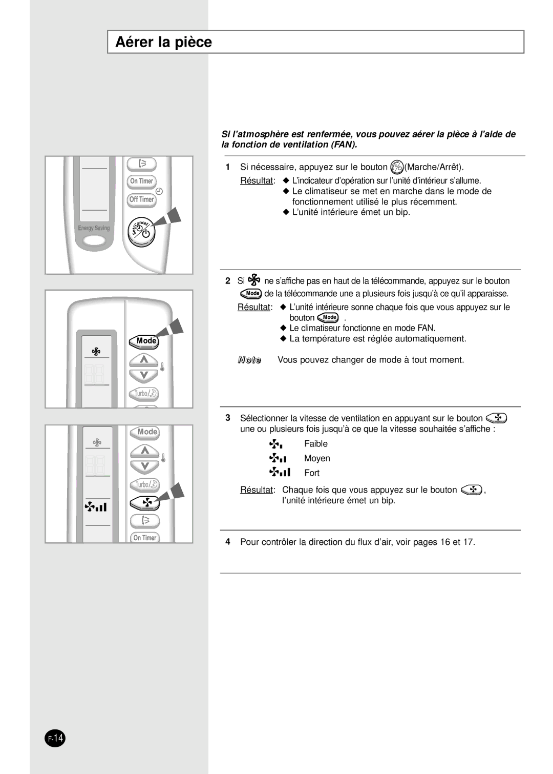 Samsung SH09AS2XG, SH18AS0G, SH09AS2G, SH07AS2X, SH24AS6XG, SH24AS6G, SH12AS4G, SH12AS4XG manual Aérer la pièce 