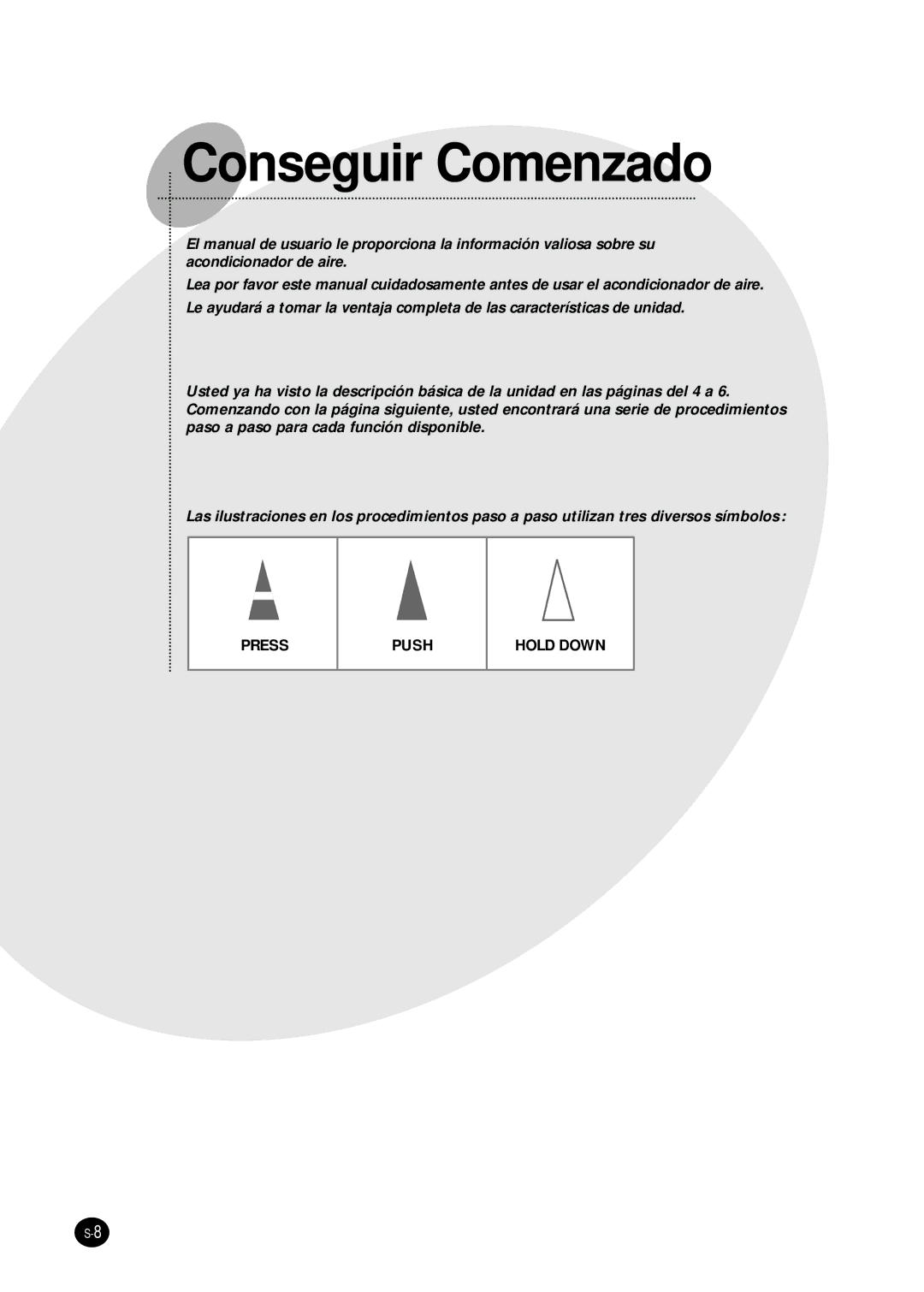 Samsung SH18AW6X, SH24AW6X manual Conseguir Comenzado 