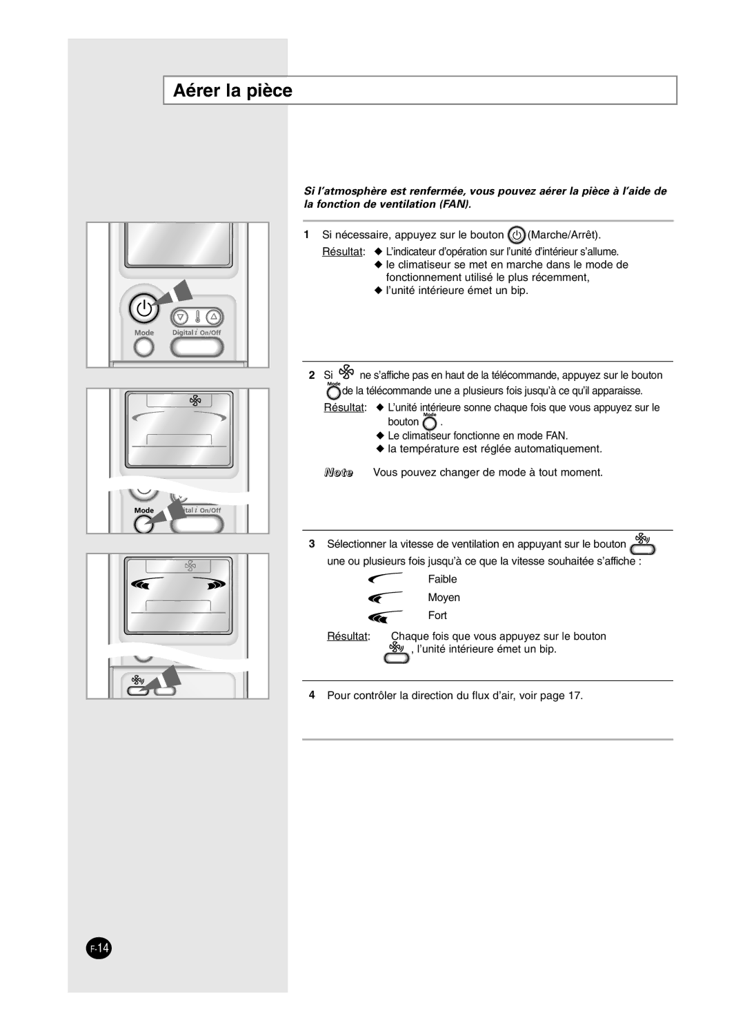 Samsung SH18BP6, SH24BP2 manual Aérer la pièce 