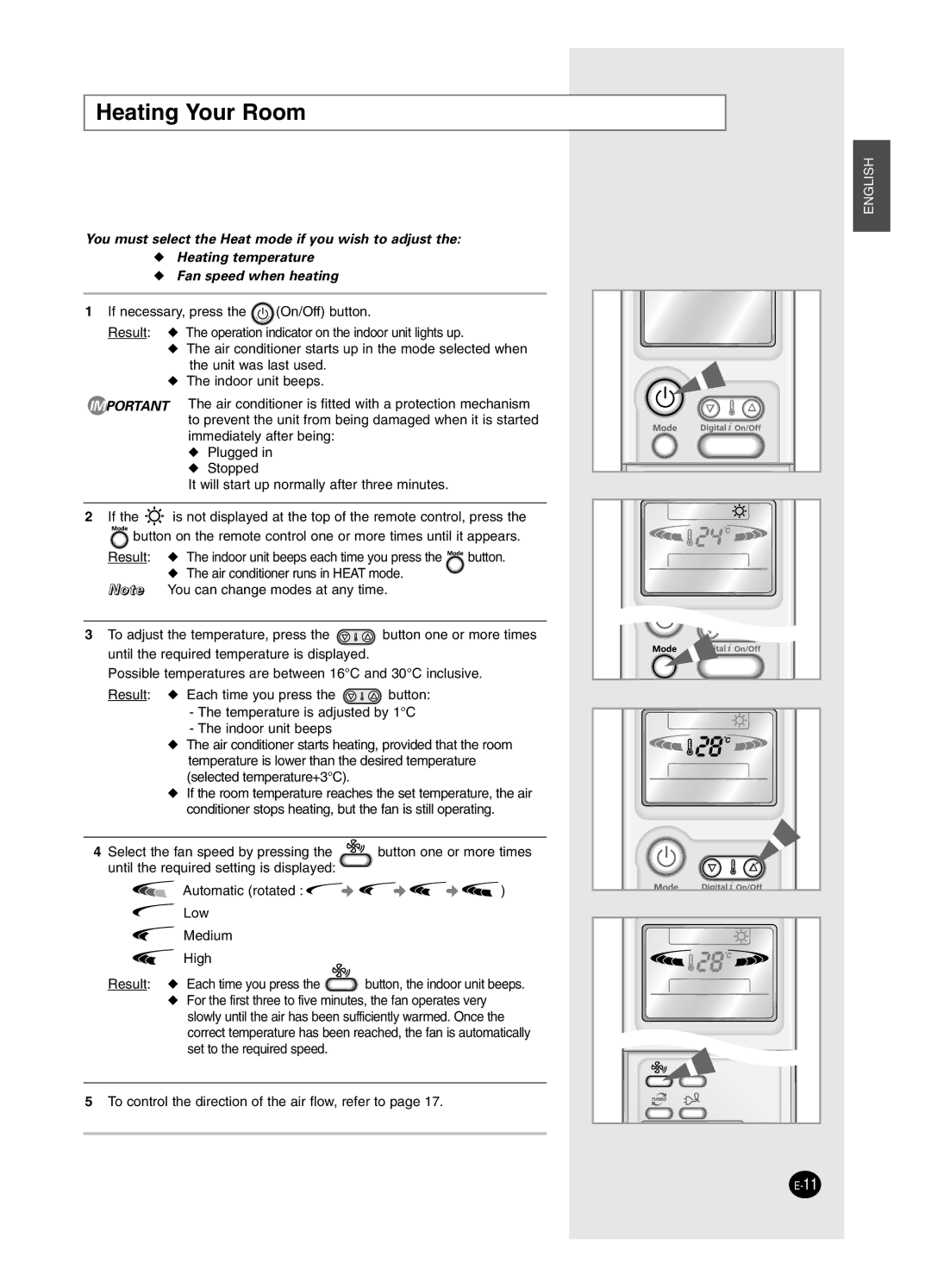 Samsung SH24BP2, SH18BP6 manual Heating Your Room 