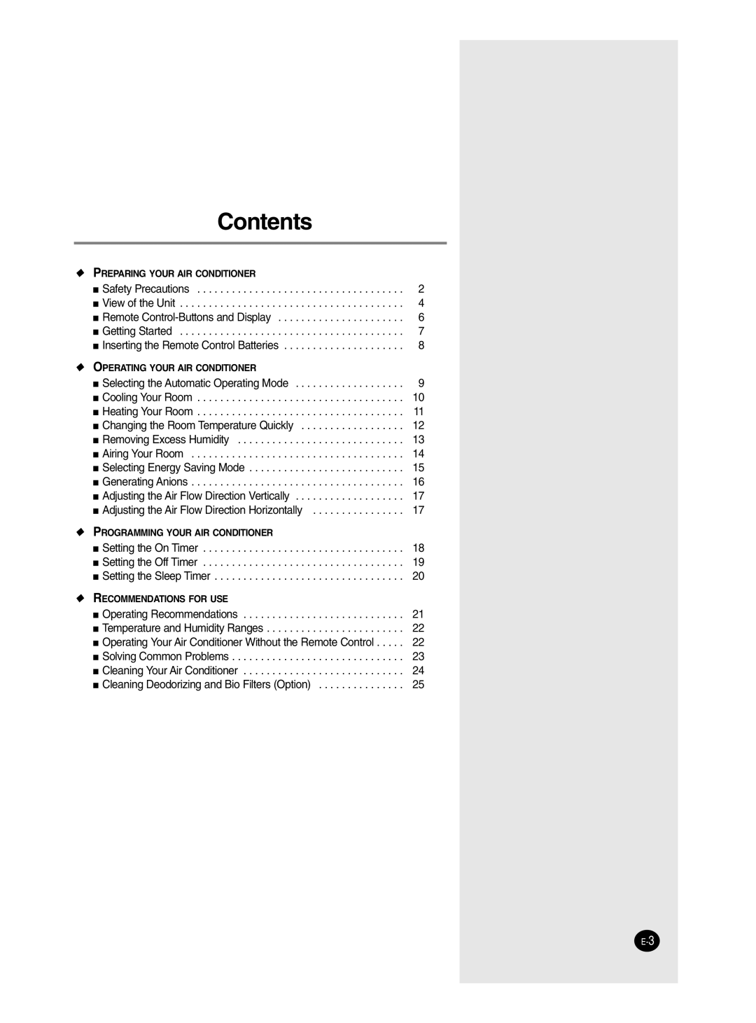 Samsung SH18ZPJE/SER, SH12ZP4E/SER, SH12ZP4E/XFO manual Contents 