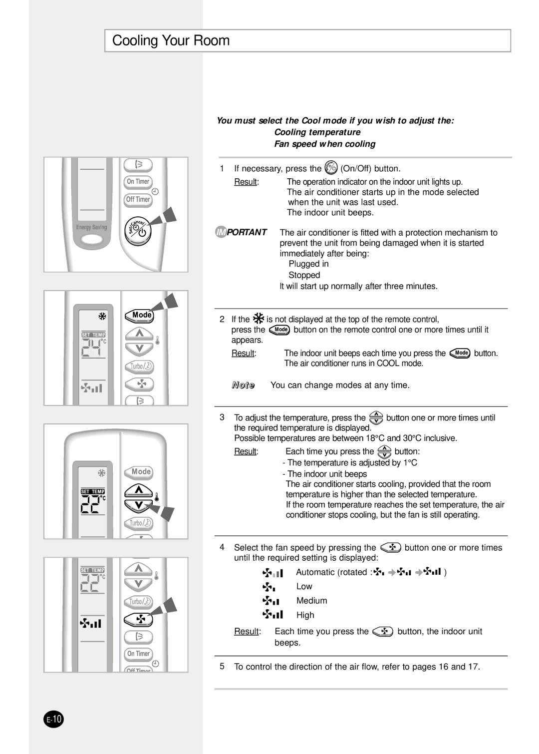 Samsung SH18ZS0/SER manual Cooling Your Room 